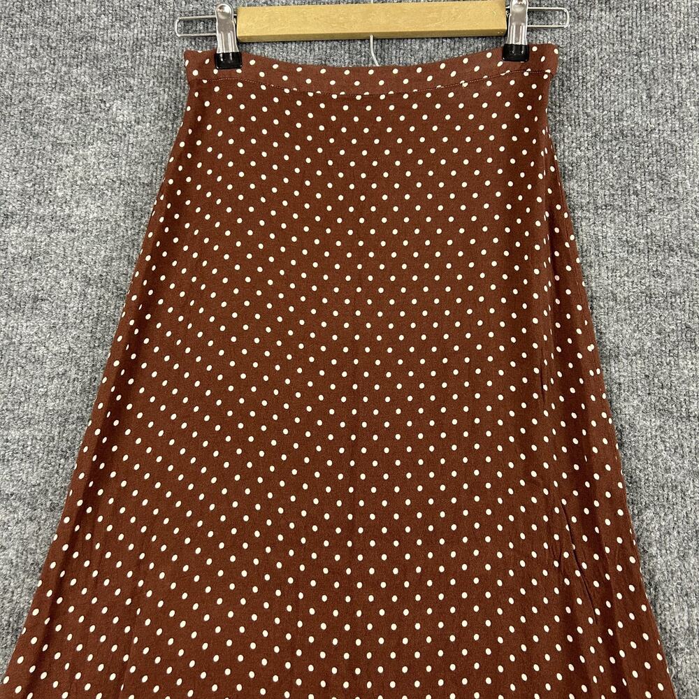 Reformation Skirt 4 Bea A Line Midi Skirt Polka Dot Brown Feminine Cottagecore - Picture 5 of 13